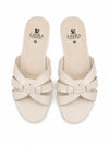 ZAYRA Women’s Off-White Interlocking Woven Strap Slippers – Cream Flat Slip-On Slides