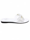 ZAYRA Women’s White Crystal Bow Clear Strap Slippers – Rhinestone Embellished Transparent Flat Slides