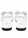 ZAYRA Women’s White Crystal Bow Clear Strap Slippers – Rhinestone Embellished Transparent Flat Slides